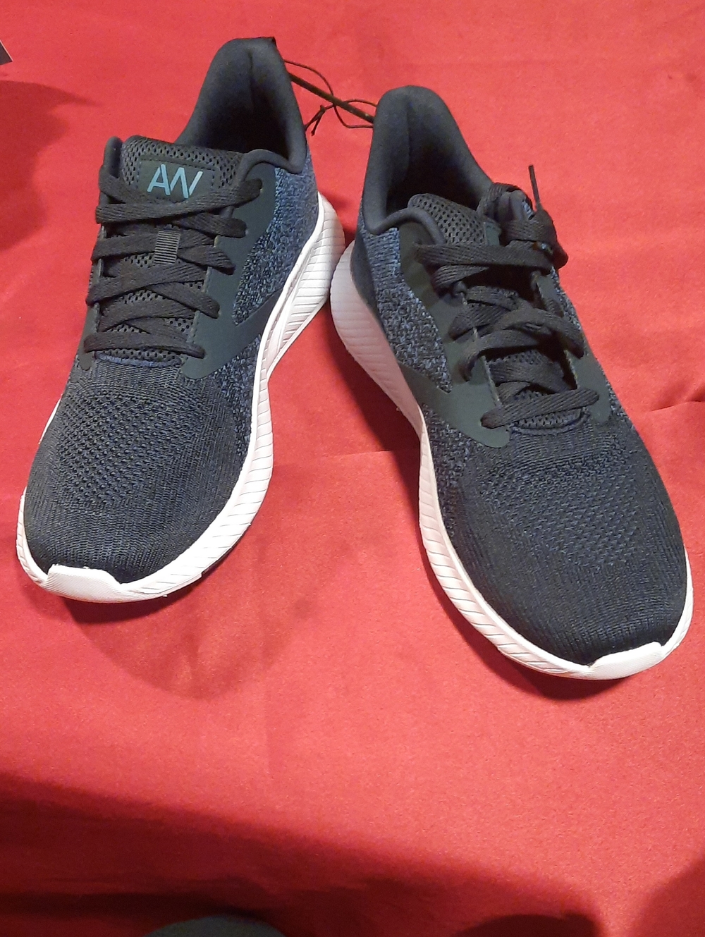 Athletic Works Men's Blue/black Knit Athletic Shoes with White Soles